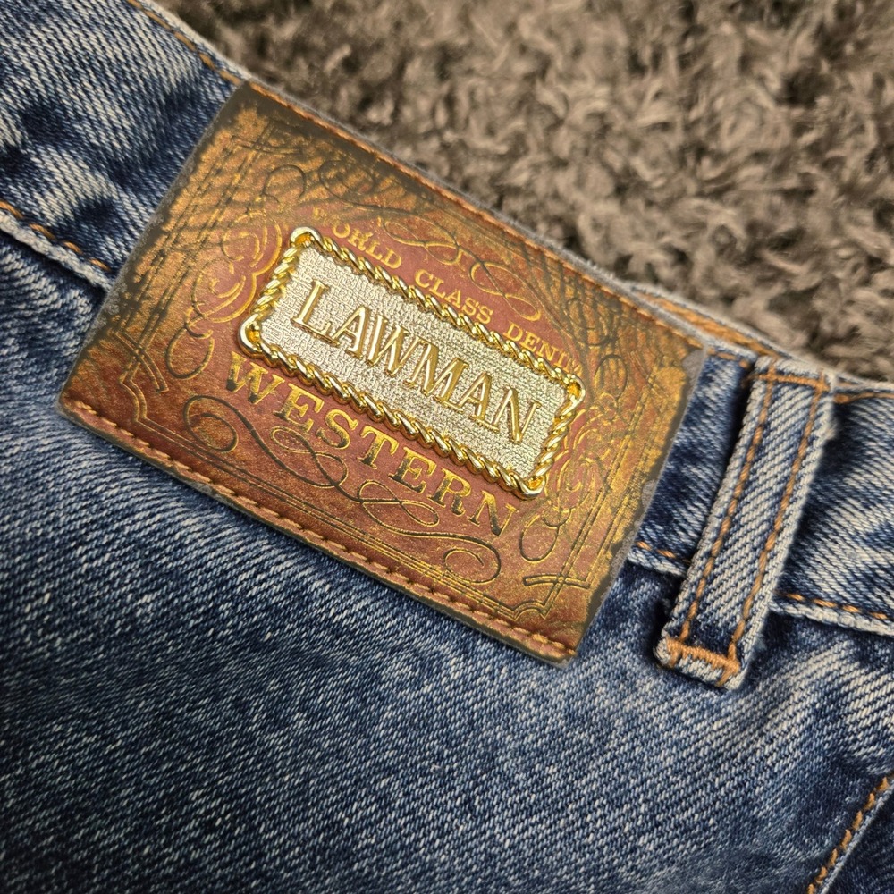 Lawman Western Rodeo High Rise Bareback Blue Jeans Womens 15/16 Vintage 90s - Picture 6 of 14